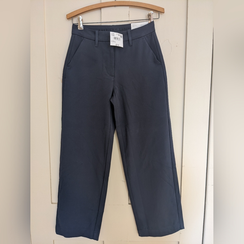 American Eagle Stovepipe Trousers 000 Short Blue Chino Dress Pants Straight Leg